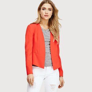 Bright Poppy Red Open-Front Collarless Blazer – Size Small